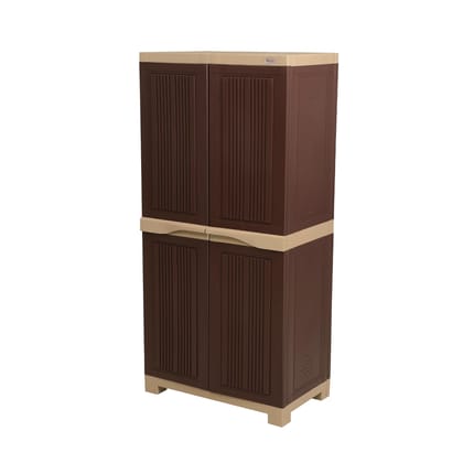 Supreme Furniture Aspen SR 2 Waterproof Shoe Rack | 2-Door Plastic Cabinet with Adjustable Rod for Home & Entryway | D.I.Y.
