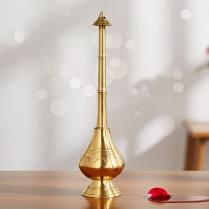 Brass Rosewater Sprinkler Gulab Pash – Traditional Pooja Accessory, Height : 8.7 Inch (ZMAS238 D)