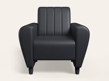 Grandiose 1 Seater Synthetic Leather Sofa (1-Year Warranty, Solid Wood, Black)