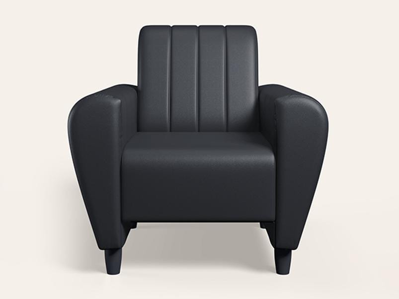 Grandiose 1 Seater Synthetic Leather Sofa (1-Year Warranty, Solid Wood, Black)