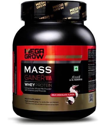 Megagrow Mass Gainer & whey protine powder - Milk Chocolate Flavor | minerals & vitamins | 1 Kg