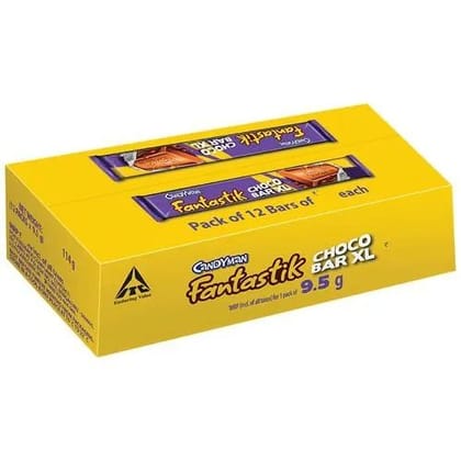 Candyman Fantastik Choco Bar XL Chocolate - Rich, Smooth, Creamy, 9.5 gm - Pack Of 12
