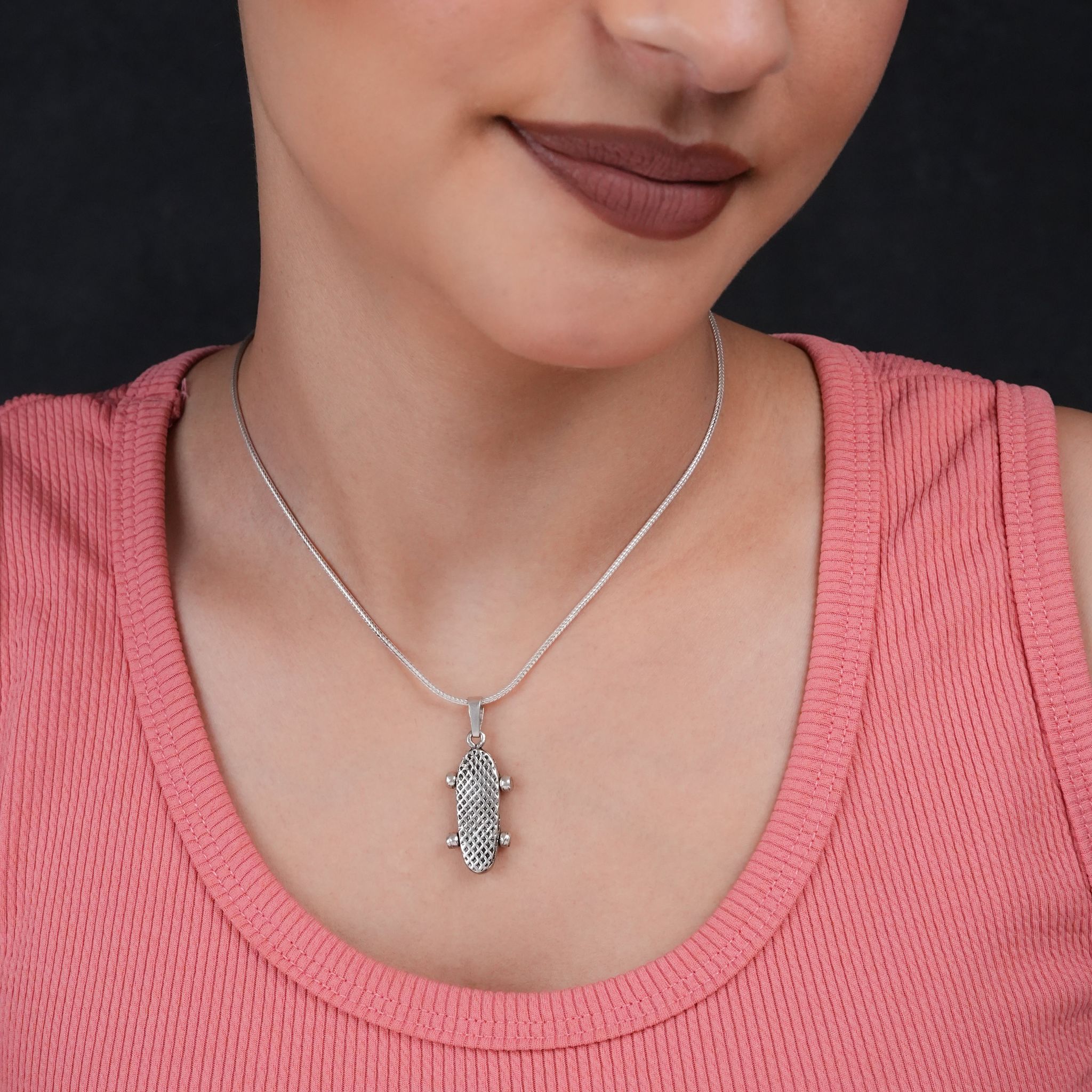 Skate Board Silver Pendant
