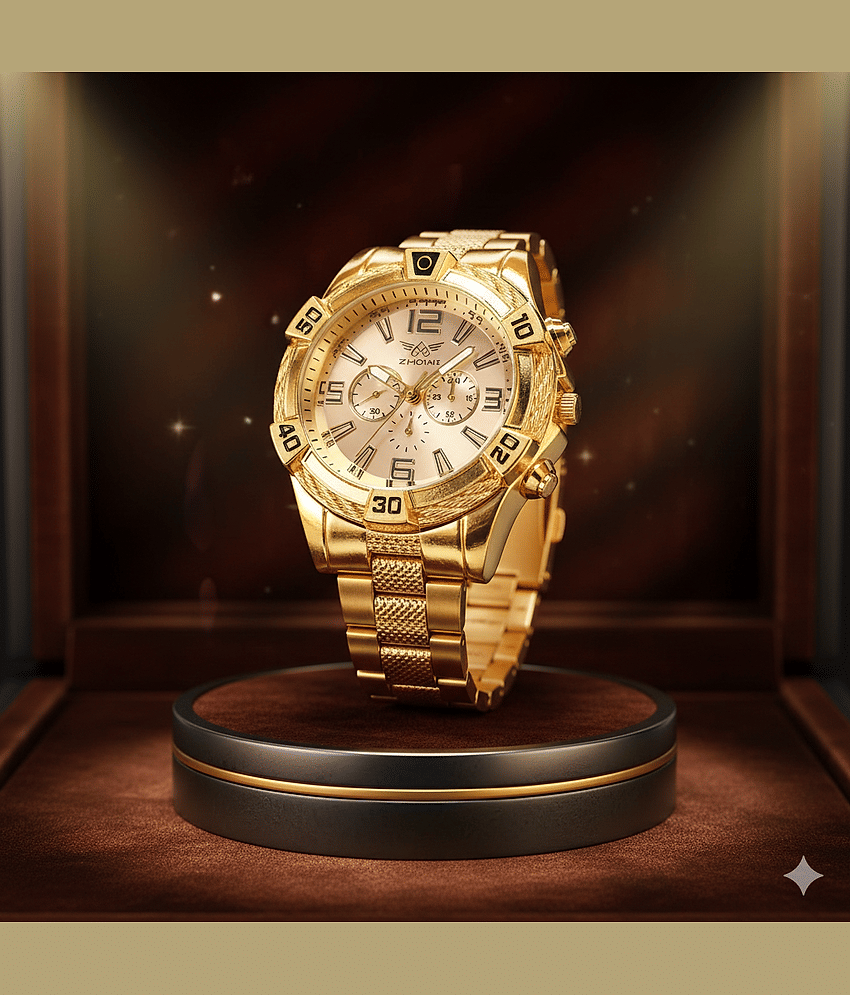 Fadiso Fashion Gold Stainless Steel Analog Men's Watch