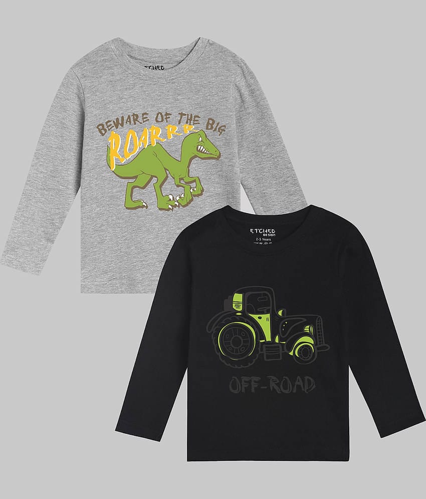 ETCHED DESIGN Pack of 1 Boys Cotton T-Shirt ( Multicolor )