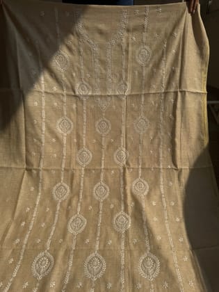 Khaadi Cotton Chikankari Kurti Length - Natural Beige-Beige Info / Khaadi cotton / Heavy Work