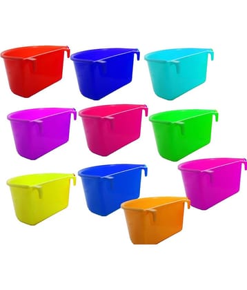 Bird Cage Food Feeder Plastic Bowl for Love Birds, Finches, Cockatiel, Pigeon (D-Type Cups, 125ml, Pack of 10, Small, Multi Colour)
