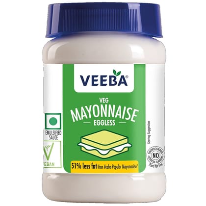 Veeba Eggless Mayonnaise (250 grams) I Veg Mayonnaise I 100% Vegetarian Mayo I Extra Creamy and Delicious I Rich and thick texture I Dip, Spread and Dunk