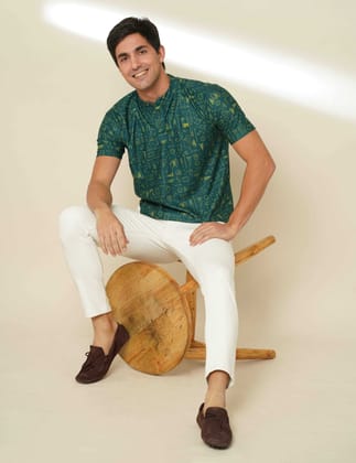 Evergreen printed Henley T-shirt-S