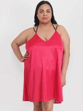 Plus Size Sexy Solid Satin Cherry Babydoll and Bikini Dress Dress for Honeymoon BB37C