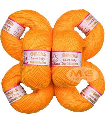 M.G ENTERPRISE Os wal 100% Acrylic Wool Yellow (6 pc) Baby Soft 4 ply Wool Ball Hand Knitting Wool/Art Craft Soft Fingering Crochet Hook Yarn, Needle Knitting Yarn Thread Dye A