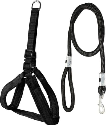 Petshop7 Mesh Padded Nylon Dog Harness & Leash Rope - Small (Chest Size - 25-34inch)