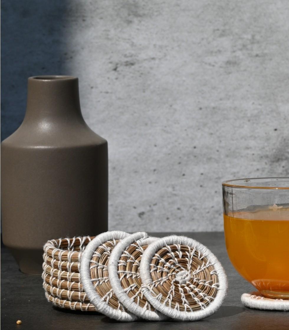 Hand-Knitted Tea Coasters – Himalayan Pine Needle Coasters