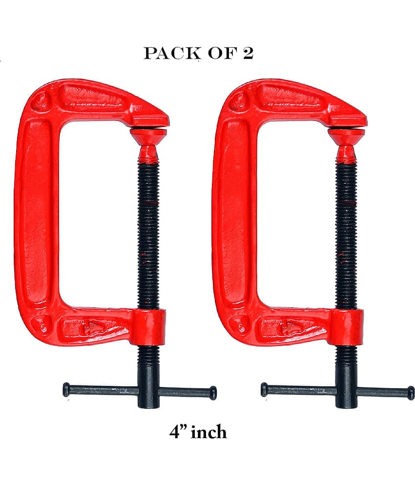 "Laxmi 4"" Inch Heavy Duty G Clamp (Pack of 2) For Holding Products Tools Items C-Clamp