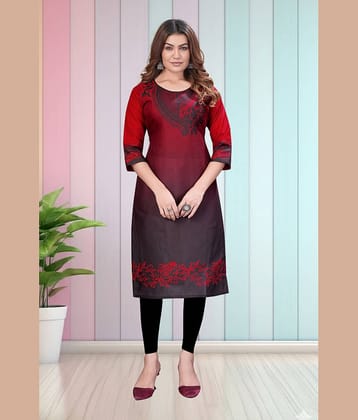 Hetsa Women Rayon Printed A-line Kurti ( Maroon )