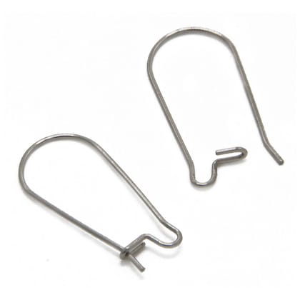 Tarnish Resistant 304-Stainless Steel Earring Hooks 25x10 mm Kidney Silver Color (5 Grams, 20 Pieces) For Jewellery Making-20 Pieces