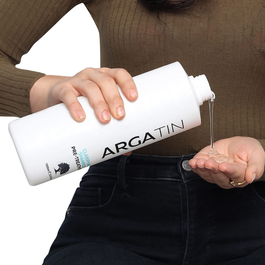 Argatin Clarifying Shampoo Pre-Treatment For All Hair Types, Straightening, Smoothing, Deep Nourishment, 1000Ml, White, Unscented, Unisex Adult