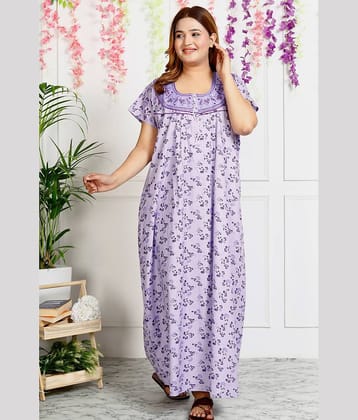 hargun night wear Purple Cotton Women's Nightwear Nighty & Night Gowns ( Pack of 1 )