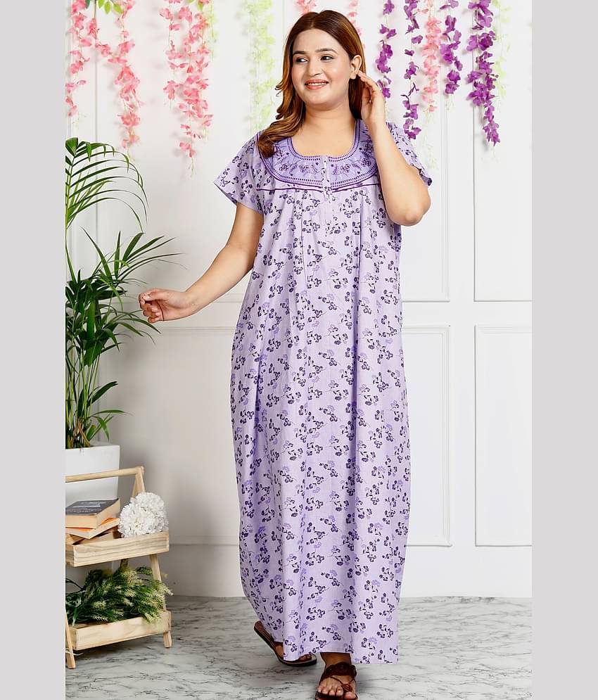 hargun night wear Purple Cotton Women's Nightwear Nighty & Night Gowns ( Pack of 1 )