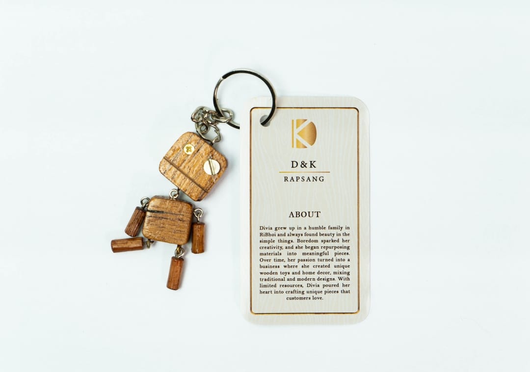 Handmade Wooden Robotic Keychain