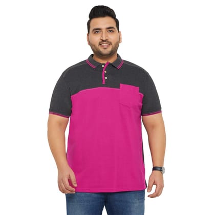 Men Plus Size Conezo-Magenta Colorblock Polo Tshirt - 4XL Men Plus Size Conezo-Magenta Colorblock Polo Tshirt - 4XL
