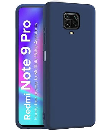 Case Vault Covers - Blue Silicon Plain Cases Compatible For Xiaomi Redmi Note 9 Pro ( Pack of 1 )