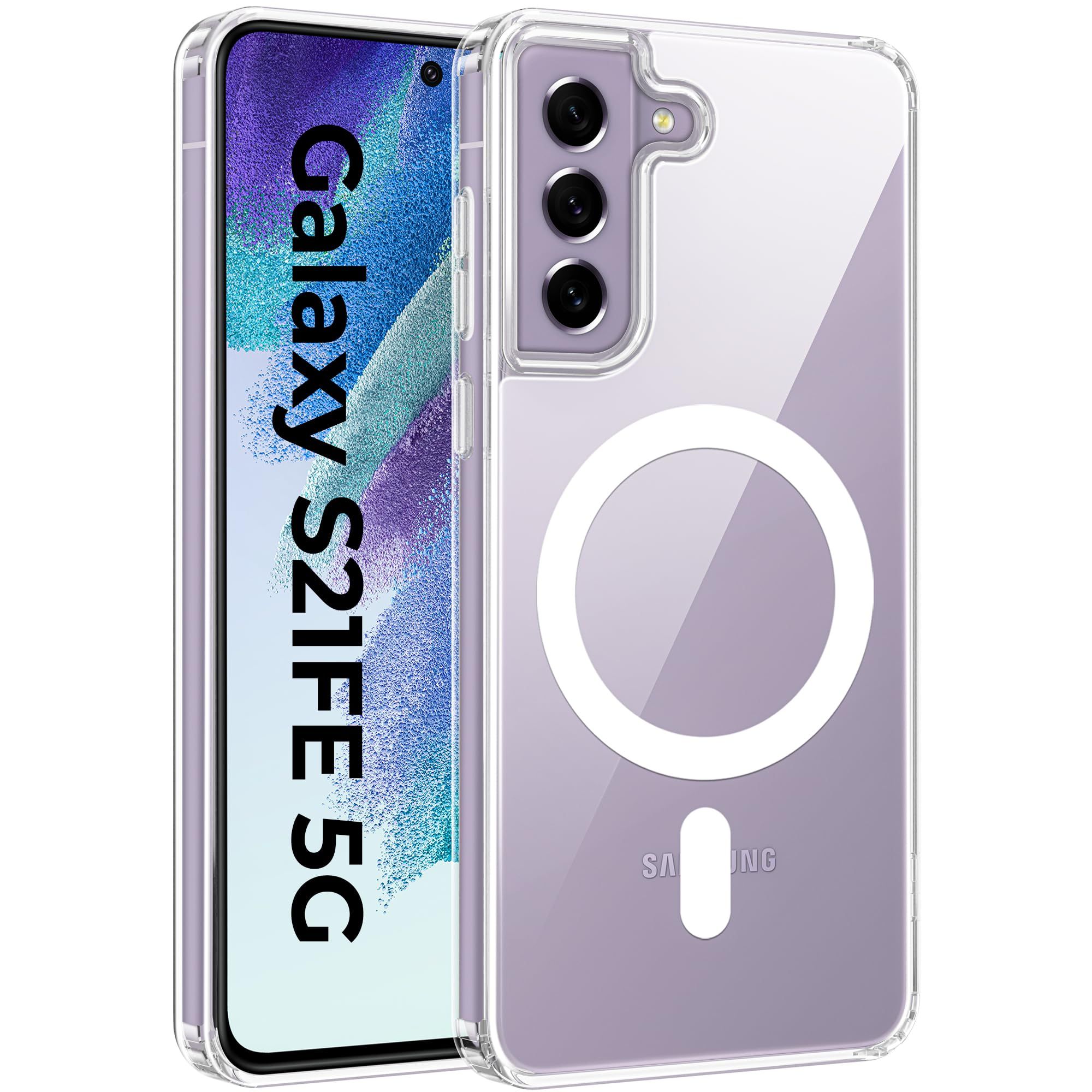 A rtistque Clear Back Cover Case for Samsung Galaxy S21 FE Compatible with Mag-Safe| Acrylic | Case for Samsung Galaxy S21 FE | Shockproof TPU Protective Design - Transparent MagSafe Series-Transparent