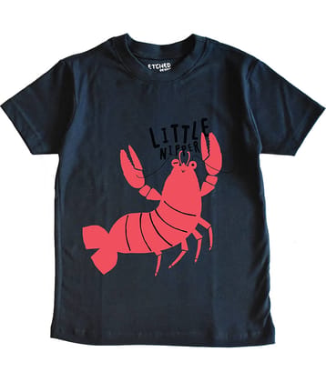 ETCHED DESIGN Pack of 1 Boys Cotton T-Shirt ( Navy Blue )