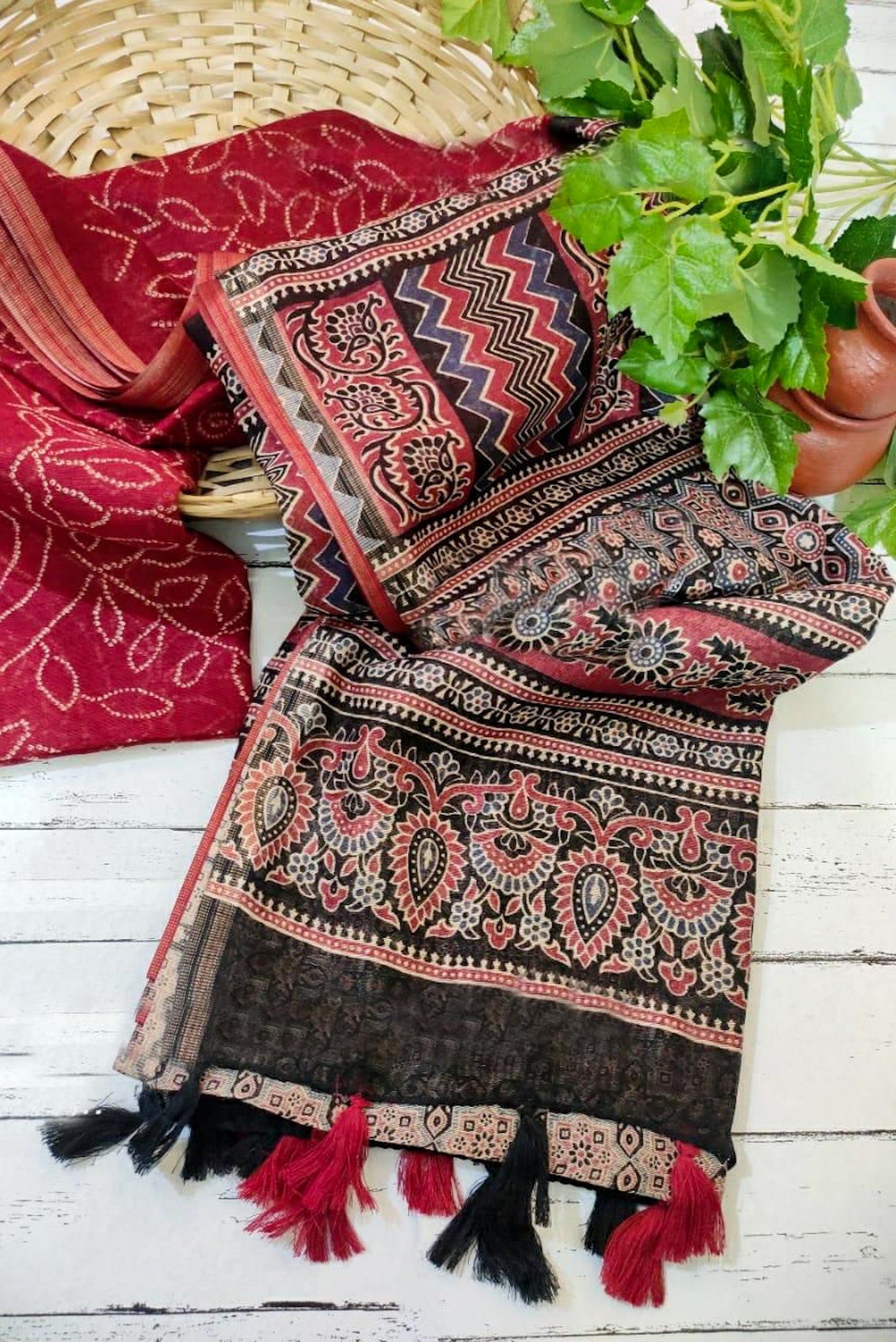 Block Printed Semi Linen Saree