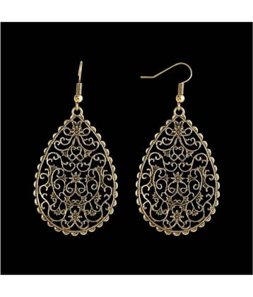 Silver Shine Lavish Golden Mughal Jali Work Earrings for Women
