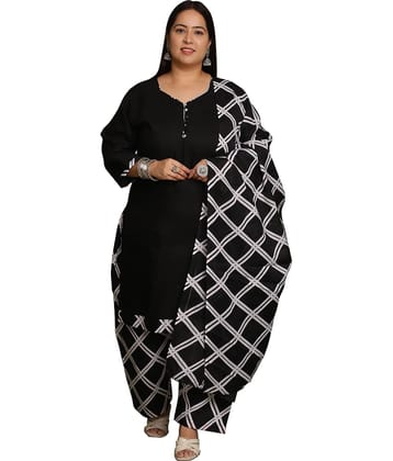 Rajnandini Cotton Blend Solid Kurti With Pants Women's Stitched Salwar Suit - Black ( Pack of 1 )