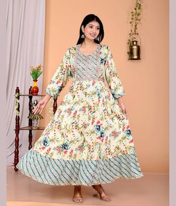 TheKurtiPoint Pack of 1 Rayon Printed Anarkali Women's Kurti - ( Purple )