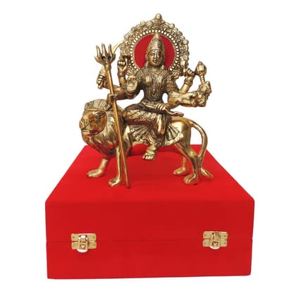 Aluminium Durga Ji God Idol Statue � Elegant Home Puja Decoration, Height : 10 Inch (ASMAS358 G)