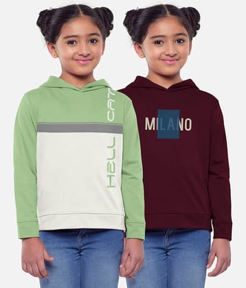 HELLCAT Pack of 2 Girls Cotton Blend Sweatshirt ( Multicolor )