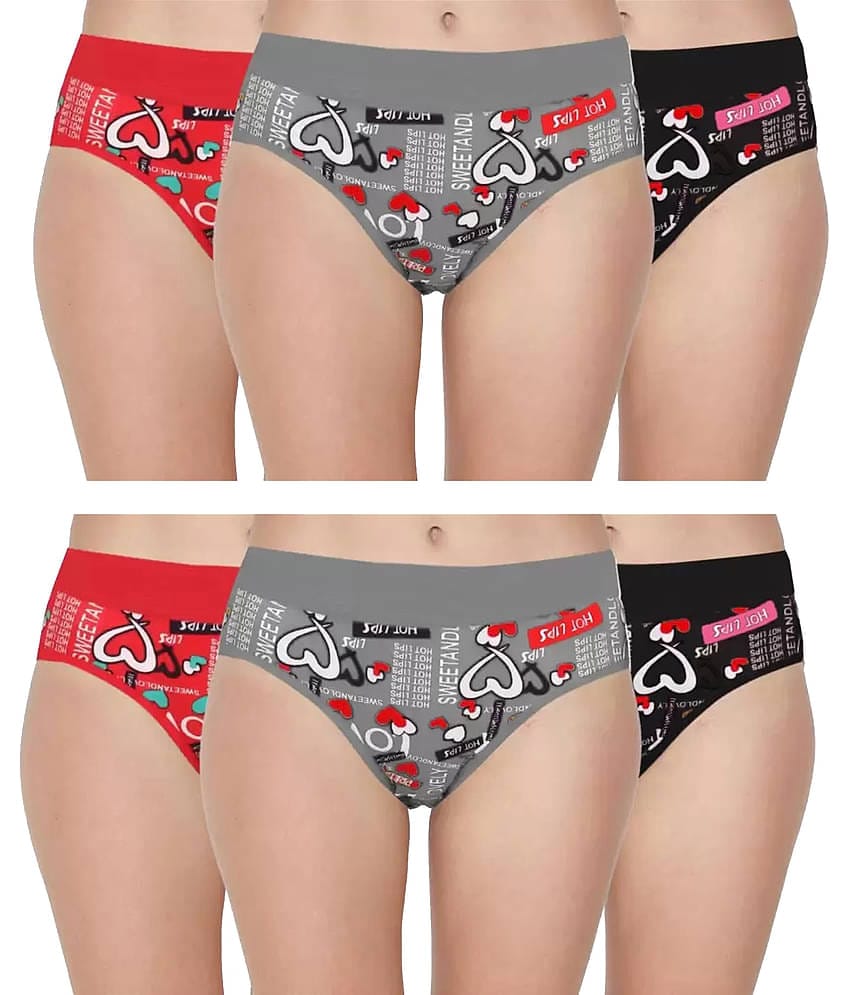 DOOZIE LOVEPLUS Pack of 6 Cotton Printed Women's Hipster ( Multicolor )