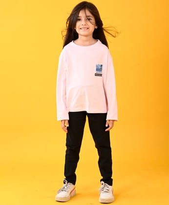 UPGRADE YOUR LIFE FUN PINK T-SHIRT AND BLACK HEART JOGGER SET - PINK/BLACK-6-12 MONTHS / 2N / PINK/BLACK