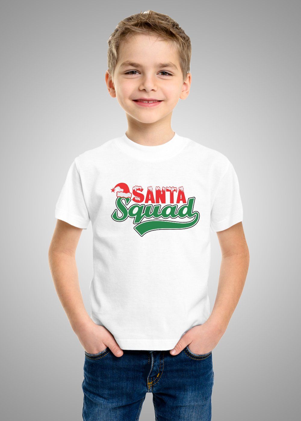 Santa Squad Cotton T-shirt-White / 1-2 Year