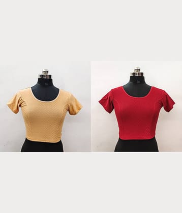 Kanooda Prints Black Readymade without Pad Lycra Women's Blouse ( Pack of 2 )
