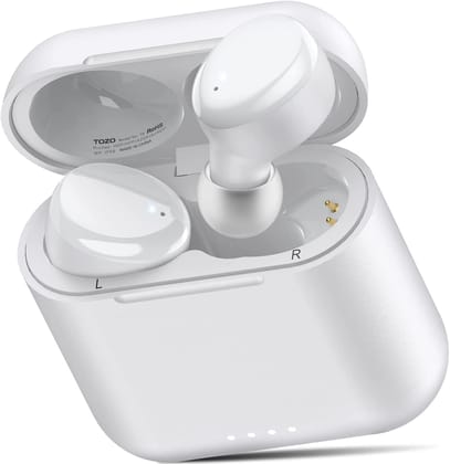 TOZO T6 True Wireless Earbuds Bluetooth 5.3 Headphones 45H Playtime with Wireless Charging Case, IPX8 Waterproof, OrigX Premium Sound Tech, Touch Control in-Ear Earphones Deep Bass with Mic White T6-White / White