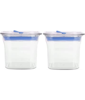 HomePro Fabio Airtight Transparent storage Plastic container pack of 2, Square, 600ml, Blue