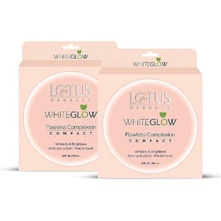 Lotus Herbals Whiteglow Flawless Complexion Compact - Honey C2 Matte Look Spf 25 Anti Pollution 10G ( Pack Of 2)