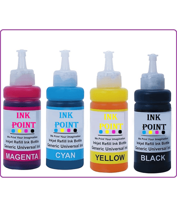 INK POINT Multicolor Four bottles Refill Kit for Refill Ink For E_pson L380 Dye Ink Compatible L130, L110, L210, L220, L310, L360