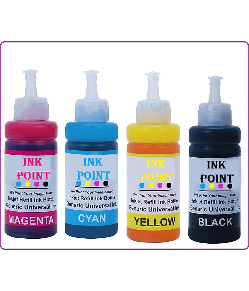INK POINT Multicolor Four bottles Refill Kit for Refill Ink For E_pson L380 Dye Ink Compatible L130, L110, L210, L220, L310, L360