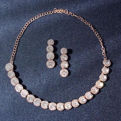 Rose-Gold Plated AD Studded Jewellery Set