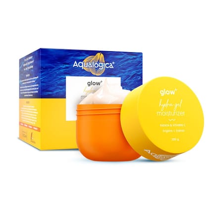 Aqualogica Glow+ Hydra Gel Moisturizer with Vitamin C & Papaya | 24-Hour Intense Hydration | Weightless Water-Like Gel Texture | Non Sticky & Quick Absorbing for Glowing Skin | 200 g Aqualogica Glow+ Hydra Gel Moisturizer with Vitamin C & Papaya | 24-Hou