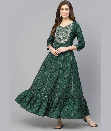 Stylum Rayon Printed Anarkali Women's Kurti - Green ( Pack of 1 )