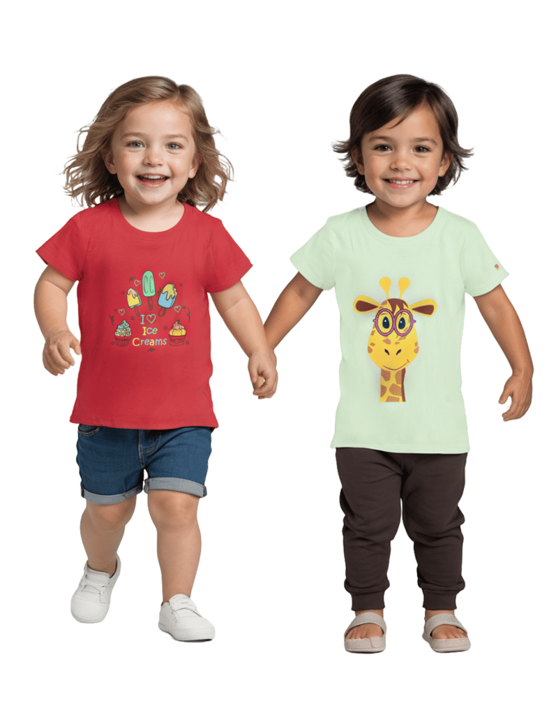 Elegant Kids Girls T-Shirt Patina Green / Bright Rose Pink, Soft Cotton, Ages 2-6 (2pcs pack) 20