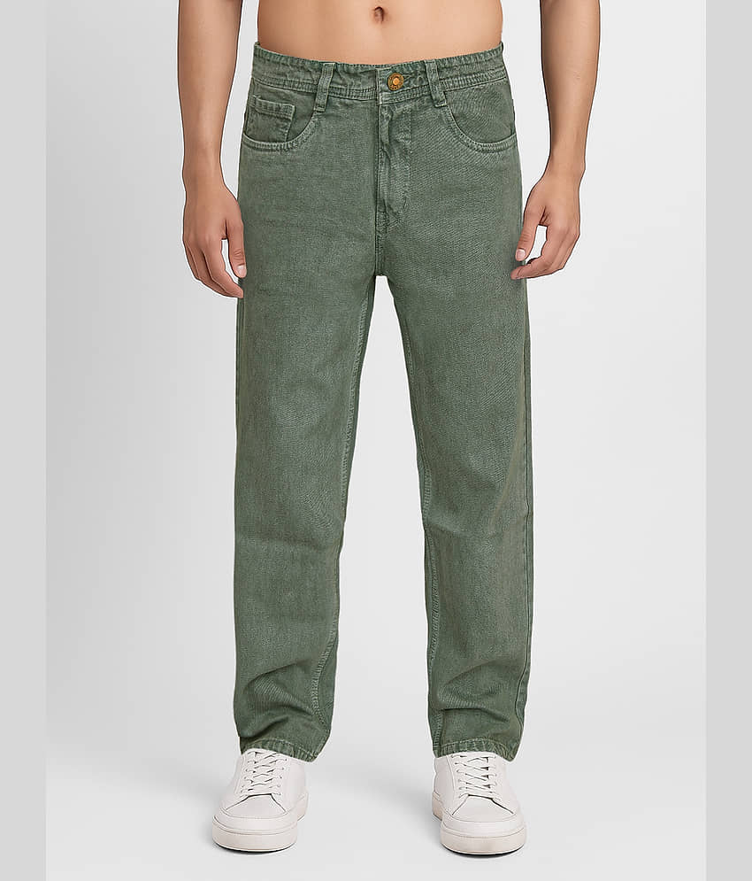 plounge Clean Look Men's Jeans - Green ( Pack of 1 )
