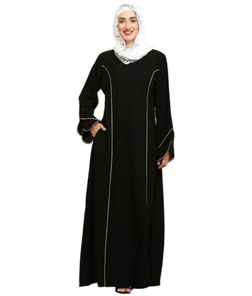 Burbi Black Polyester Stitched Burqas without Hijab - Single - None