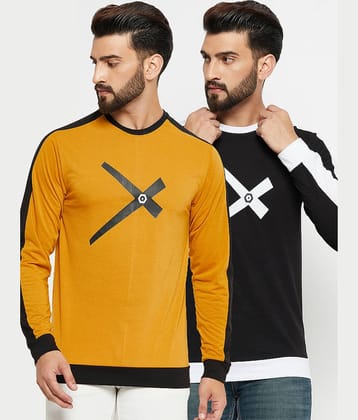 EMERALD APPAREL TRADING - Mustard Cotton Blend Regular Fit Men's T-Shirt ( Pack of 2 )